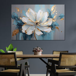 Golden Bloom in Turquoise Dream - NicheCanvas