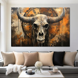 Bull Skull in the Gothic Twilight - Raven Blackwood - NicheCanvas