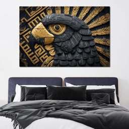 Golden Aztec Eagle Majesty - NicheCanvas