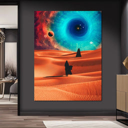 Two Veiled Silhouettes in the Desert Dunes - Gen Z - NicheCanvas