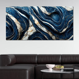 Luxury Abstract Marble in Blue, White & Black - NicheCanvas