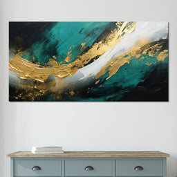 Emerald Currents with Gold - NicheCanvas