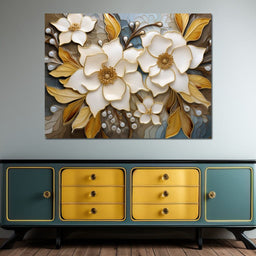 Golden Vortex of Organic Blooms - NicheCanvas