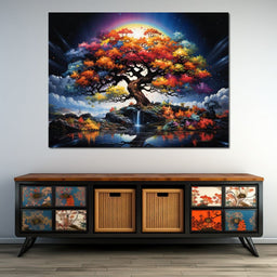 Mystic Rainbow Tree Twilight - NicheCanvas