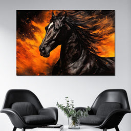 Ebony Blaze Amidst Ember Glow - NicheCanvas