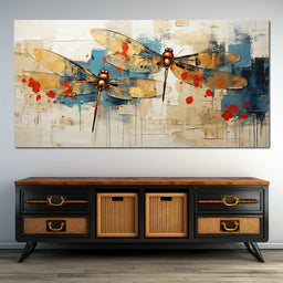 Golden Royal Geometric Dragonfly 05 - Wildrose Creations - NicheCanvas