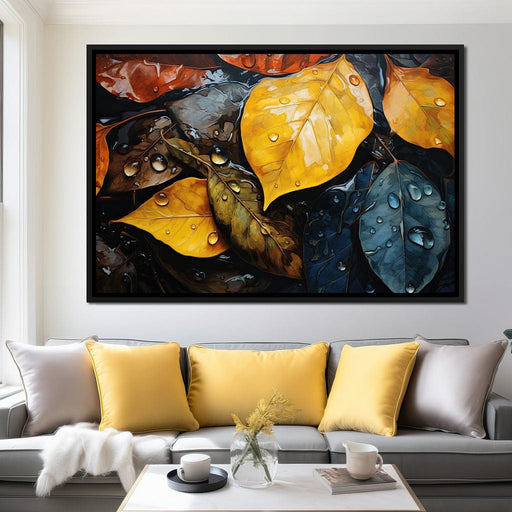 Autumn Dew on Amber Foliage Canvas Print