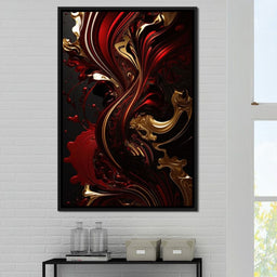 The Marble-Lux Collection: Dark Red & Vibrant Gold 09 - NicheCanvas
