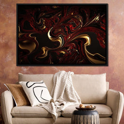 The Marble-Lux Collection: Dark Red & Vibrant Gold 14 - NicheCanvas