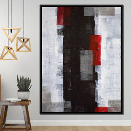 Grey & Red Abstract Art Painting - NicheCanvas