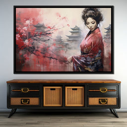 Geisha Amidst Blossoming Hues - NicheCanvas