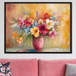 Sunlit Floral Vase Arrangement - NicheCanvas