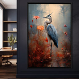 Autumn Heron Feathered Dawn - NicheCanvas