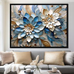 Floral Symphony in Blue & White - NicheCanvas