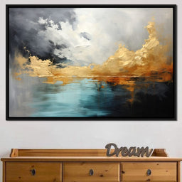 Gold and Teal Abstraction - NicheCanvas