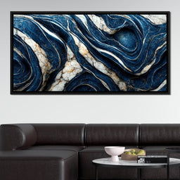 Luxury Abstract Marble in Blue, White & Black - NicheCanvas