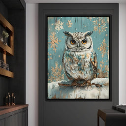 Winter Owls Golden Gaze - NicheCanvas