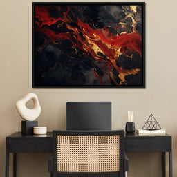 Red Gold and Black Abstraction - NicheCanvas