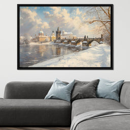 Winters Golden Glow Over Prague - NicheCanvas