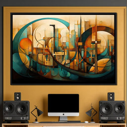 Divine Brushstrokes of Orange and Teal - NicheCanvas