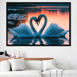 Swans In Love - Tooples Art - NicheCanvas
