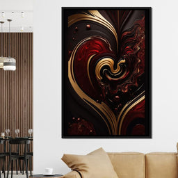 The Marble-Lux Collection: Dark Red & Vibrant Gold 05 - NicheCanvas