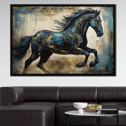 Gilded Teal Horse - NicheCanvas