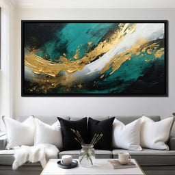 Emerald Currents with Gold - NicheCanvas