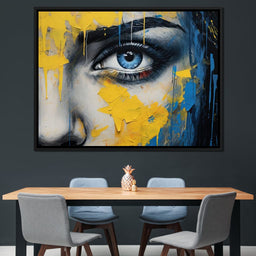 Blue Yellow Urban Graffiti Eye - NicheCanvas