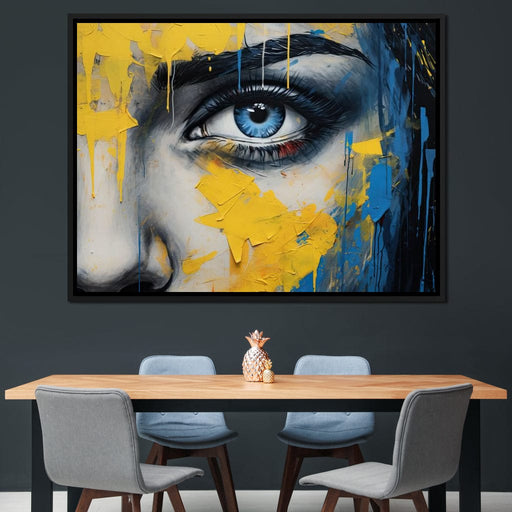 Blue Yellow Urban Graffiti Eye Canvas Print