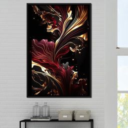 The Marble-Lux Collection: Dark Red & Vibrant Gold 02 - NicheCanvas