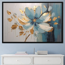 Minimalist Turquoise Gold Flower - NicheCanvas