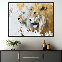 White & Gold Lions - NicheCanvas