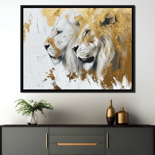 White & Gold Lions Canvas Print