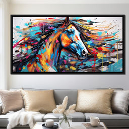 Vibrant Equine Mosaic - NicheCanvas