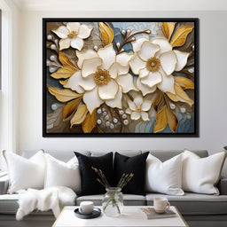 Golden Vortex of Organic Blooms - NicheCanvas