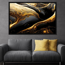 Luxury Abstract Marble in Black & Gold - NicheCanvas