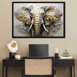 Silver and Gold Elephant - NicheCanvas