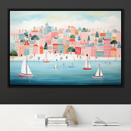 Sailboats in Dreamy Cityscape - NicheCanvas