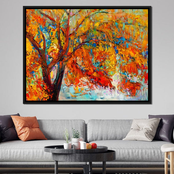 Red & Yellow Autumn Tree | NicheCanvas