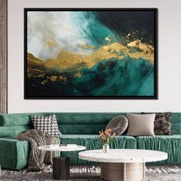 Emerald Tide with Golden Crest - NicheCanvas