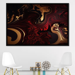 The Marble-Lux Collection: Dark Red & Vibrant Gold 15 - NicheCanvas