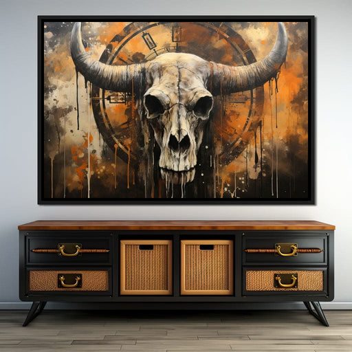 Bull Skull in the Gothic Twilight - Raven Blackwood Canvas Print