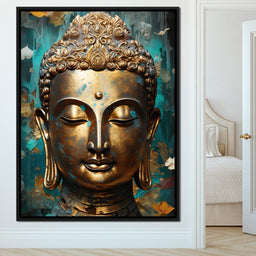 Golden Gaze of Buddha's Visage - NicheCanvas