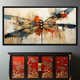 Golden Royal Geometric Harmony Dragonfly - Wildrose Creations - NicheCanvas