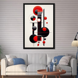Architectural Symphony in Red and Charcoal - NicheCanvas