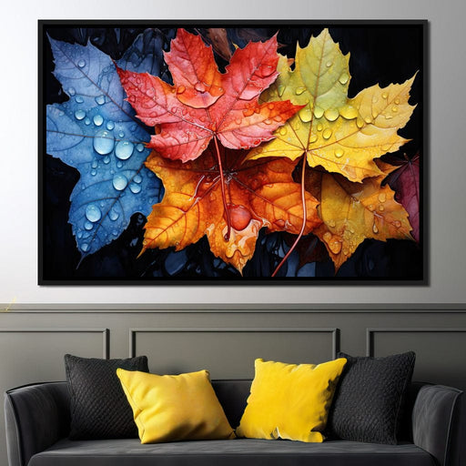 Autumnal Raindrop Leaves Canvas Print