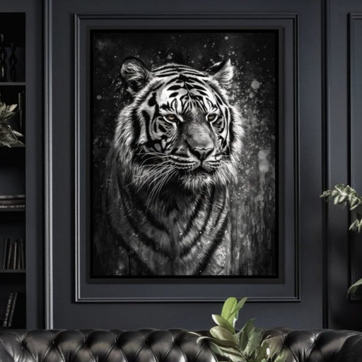 Tiger in Black & White Canvas Print