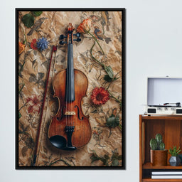 Violin Strings and Floral Notes - NicheCanvas