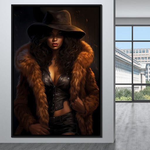 African Woman in Flame-Colored Fur Canvas Print